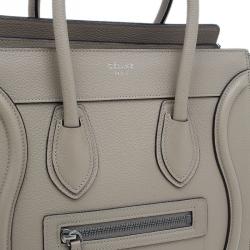 Pre Owned Celine Beige Leather Micro Luggage Tote