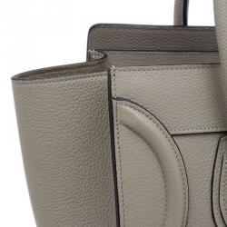 Pre Owned Celine Beige Leather Micro Luggage Tote