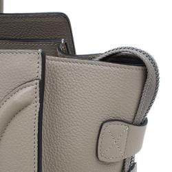 Pre Owned Celine Beige Leather Micro Luggage Tote