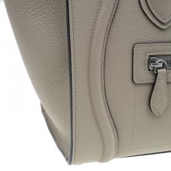 Pre Owned Celine Beige Leather Micro Luggage Tote