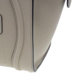 Pre Owned Celine Beige Leather Micro Luggage Tote