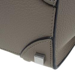 Pre Owned Celine Beige Leather Micro Luggage Tote