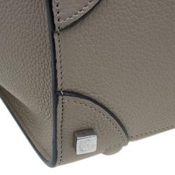 Pre Owned Celine Beige Leather Micro Luggage Tote
