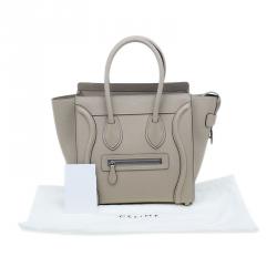 Pre Owned Celine Beige Leather Micro Luggage Tote