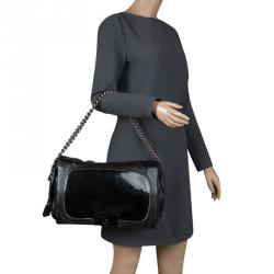 Pre Owned Celine Black Leather Turnlock Chain Shoulder Bag