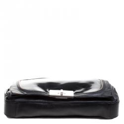 Pre Owned Celine Black Leather Turnlock Chain Shoulder Bag