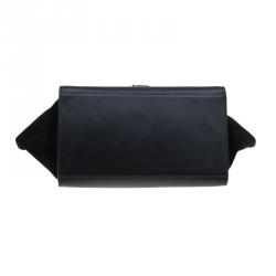 Pre Owned Celine Black Hornback Croc Leather Small Trapeze Top Handle Bag