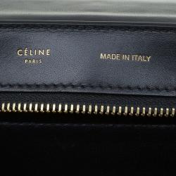 Pre Owned Celine Black Hornback Croc Leather Small Trapeze Top Handle Bag