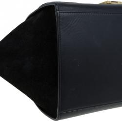 Pre Owned Celine Black Hornback Croc Leather Small Trapeze Top Handle Bag