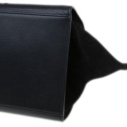 Pre Owned Celine Black Hornback Croc Leather Small Trapeze Top Handle Bag