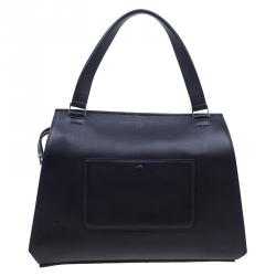 Pre Owned Celine Black & White Calfskin Leather Edge Shoulder Bag