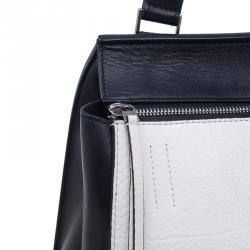 Pre Owned Celine Black & White Calfskin Leather Edge Shoulder Bag