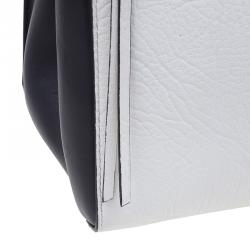 Pre Owned Celine Black & White Calfskin Leather Edge Shoulder Bag