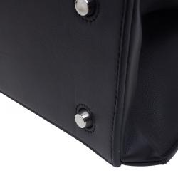 Pre Owned Celine Black & White Calfskin Leather Edge Shoulder Bag