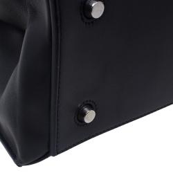 Pre Owned Celine Black & White Calfskin Leather Edge Shoulder Bag