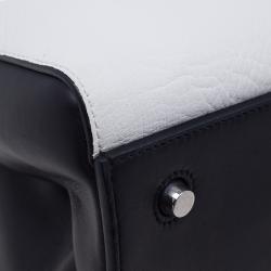 Pre Owned Celine Black & White Calfskin Leather Edge Shoulder Bag