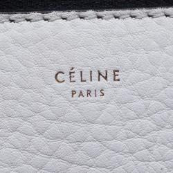 Pre Owned Celine Black & White Calfskin Leather Edge Shoulder Bag