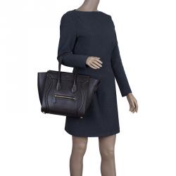 Pre Owned Celine Brown Leather Micro Luggage Tote