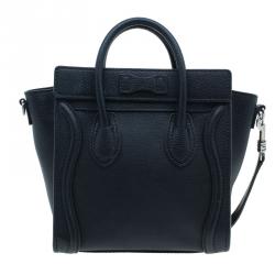 Pre Owned Celine Black Leather Nano Luggage Tote
