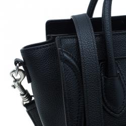 Pre Owned Celine Black Leather Nano Luggage Tote