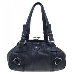 Pre Owned Celine Black Leather Framed Satchel