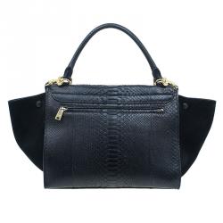 Pre Owned Celine Black Python Trapeze Top Handle Bag