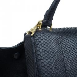 Pre Owned Celine Black Python Trapeze Top Handle Bag