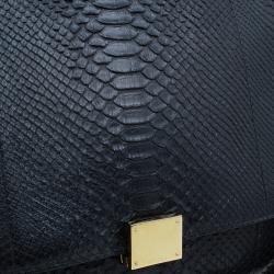 Pre Owned Celine Black Python Trapeze Top Handle Bag