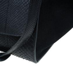 Pre Owned Celine Black Python Trapeze Top Handle Bag