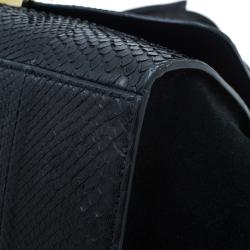 Pre Owned Celine Black Python Trapeze Top Handle Bag