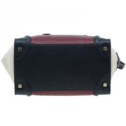 Pre Owned Celine Tri-Color Leather Mini Luggage Tote