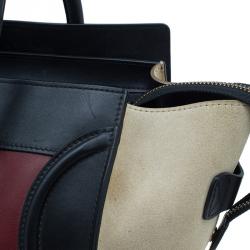 Pre Owned Celine Tri-Color Leather Mini Luggage Tote