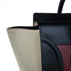 Pre Owned Celine Tri-Color Leather Mini Luggage Tote