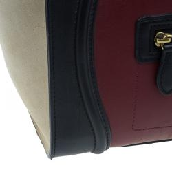 Pre Owned Celine Tri-Color Leather Mini Luggage Tote