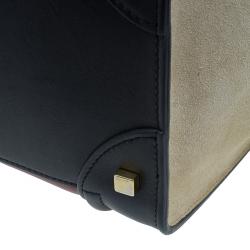 Pre Owned Celine Tri-Color Leather Mini Luggage Tote