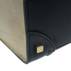Pre Owned Celine Tri-Color Leather Mini Luggage Tote