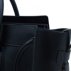 Pre Owned Celine Black Leather Mini Luggage Tote