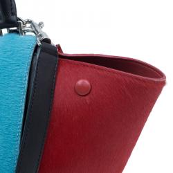 Pre Owned Celine Tricolor Leather Pony Hair Medium Trapeze Bag