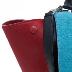 Pre Owned Celine Tricolor Leather Pony Hair Medium Trapeze Bag