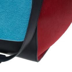 Pre Owned Celine Tricolor Leather Pony Hair Medium Trapeze Bag