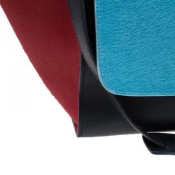 Pre Owned Celine Tricolor Leather Pony Hair Medium Trapeze Bag