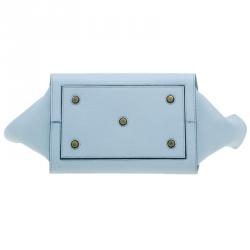 Pre Owned Celine Baby Blue Calfskin Leather Small Tie Tote Bag