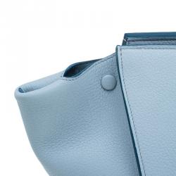 Pre Owned Celine Baby Blue Calfskin Leather Small Tie Tote Bag
