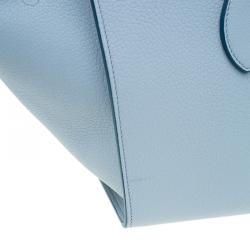 Pre Owned Celine Baby Blue Calfskin Leather Small Tie Tote Bag