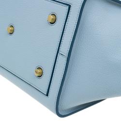 Pre Owned Celine Baby Blue Calfskin Leather Small Tie Tote Bag