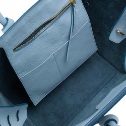 Pre Owned Celine Baby Blue Calfskin Leather Small Tie Tote Bag