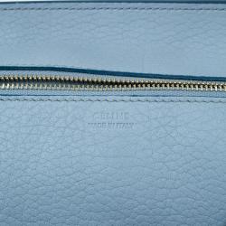Pre Owned Celine Baby Blue Calfskin Leather Small Tie Tote Bag