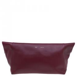 Pre Owned Celine Burgundy Calfskin Leather Large Folded Clutch