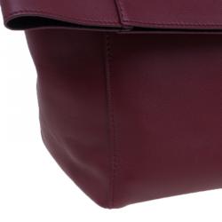 Pre Owned Celine Burgundy Calfskin Leather Large Folded Clutch