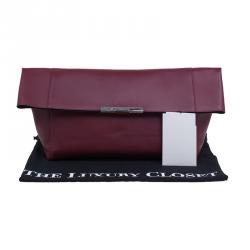 Pre Owned Celine Burgundy Calfskin Leather Large Folded Clutch